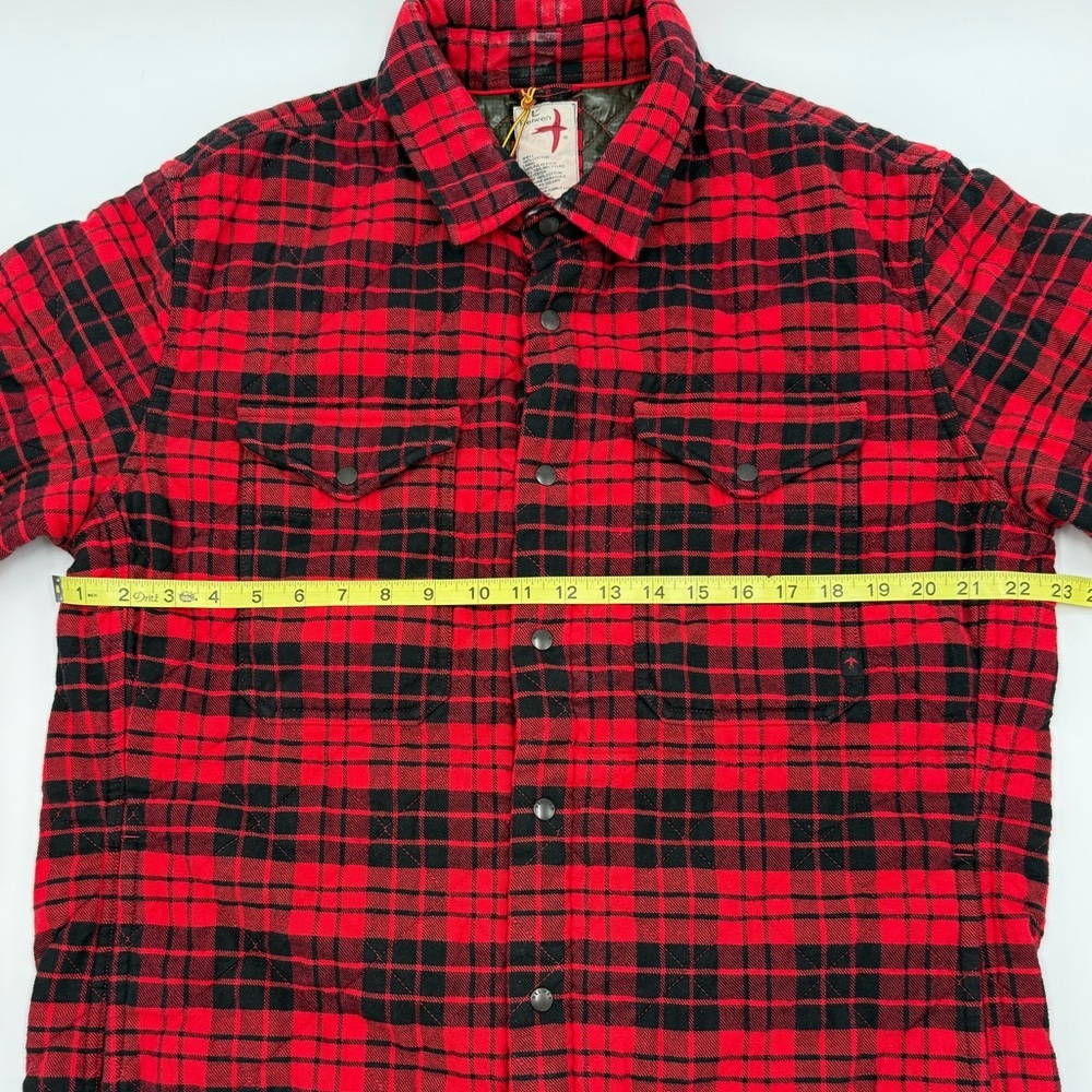NWT Relwen Men’s Quilted Flannel Shirt Jacket Shacket Red Black Medium Large - Picture 15 of 15